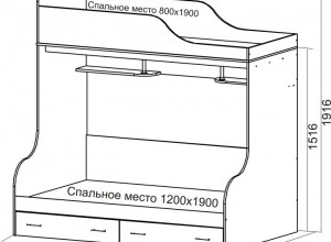 Двухъярусная кровать Славмебель Дуэт-15. Лестница-комод.