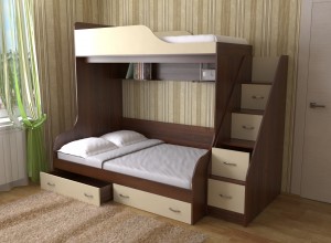 Двухъярусная кровать Славмебель Дуэт-15. Лестница-комод.